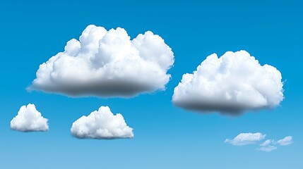 Wall Mural - Fluffy white clouds scattered across a clear blue sky, creating a serene and tranquil atmosphere. calming rhythms serenity patterns concept