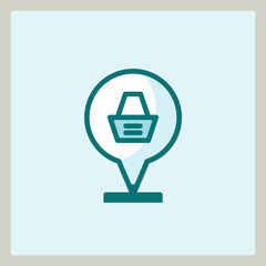 Poster - Shopping cart icon inside location pin perfect for store location markers for online maps