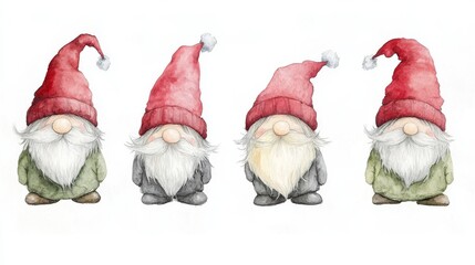 Sticker - Christmas card with cute gnomes