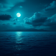 Wall Mural - moon over sea