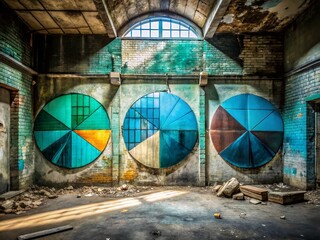 Poster - Cyan Circle Pie Charts Infographics for Urban Exploration Data Visualization