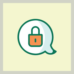 Poster - Lock Icon in Chat Bubble Graphic for Security and Privacy Minimalist Design