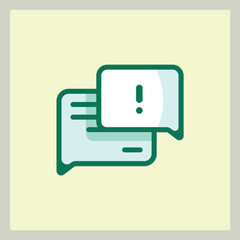 Aufkleber - Error notification icon with two speech bubbles and a exclamation mark in green color