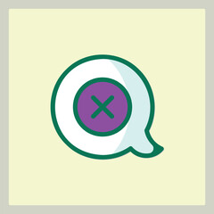 Poster - Delete icon represented by an X mark inside a speech bubble graphic