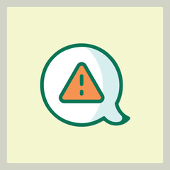 Poster - Attention icon in a speech bubble shape with an orange triangle with a center exclamation