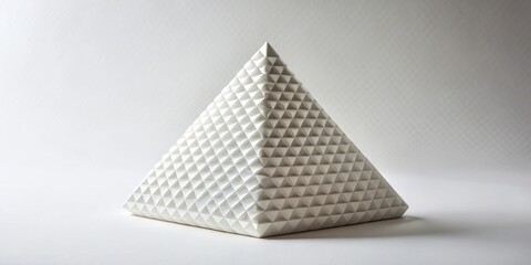 Aufkleber - A white pyramid with a textured surface of repeating triangles, reflecting light against a white background.