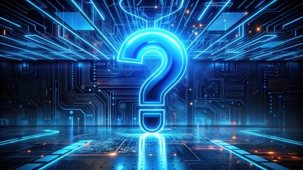 Poster - A glowing question mark emerges from the digital circuitry, symbolizing the endless possibilities and challenges within the digital realm.