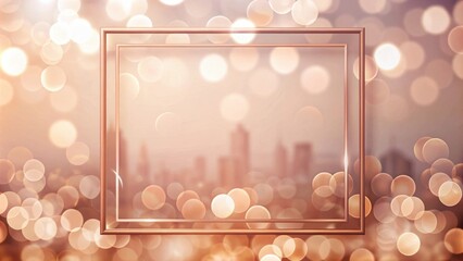Aufkleber - Rose Gold Frame Over Cityscape Bokeh Background for Design Projects