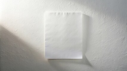 Aufkleber - A blank sheet of paper affixed to a textured wall, subtly illuminated by a soft light source