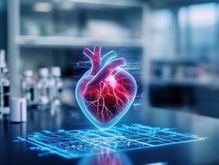Poster - A Vibrant Heart Symbol Displayed on a Computer Screen Surrounded by Bright Colors and Soft Light Creating a Warm and Inviting Digital Atmosphere
