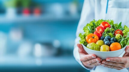 Poster - Vibrant Display of Fresh Fruits and Vegetables in a Person's Hands Symbolizing Healthy Living and Nourishing Choices in a Bright Natural Environment