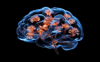 Poster - A human brain illuminated with intricate neural connections