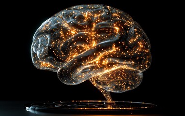 Poster - A human brain illuminated with intricate neural connections