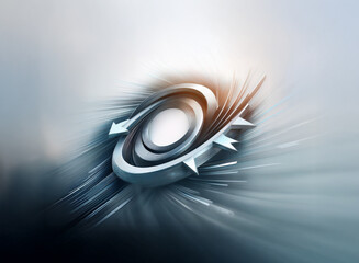 Fototapete - Abstract metallic swirl design.  Dynamic, futuristic, and technological.  Circular motion with radiating energy.  Silver, gray tones.