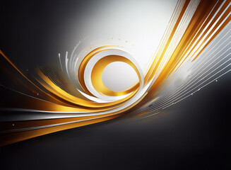 Leinwandbilder - Abstract swirling lines of gold and silver on a dark background.  The design creates a sense of movement and energy, with a metallic sheen.