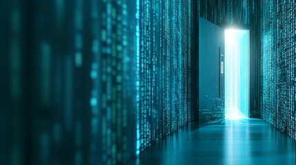 Poster - Exploring the digital gateway opening a doorway to a cyber world virtual environment futuristic viewpoint