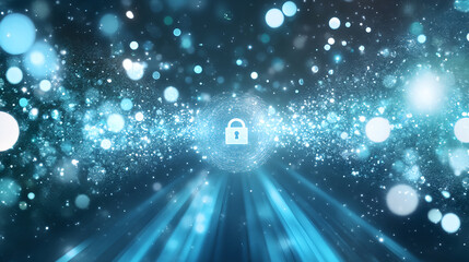 Poster - Securing digital data virtual environment abstract animation technology high-tech conceptual visualization