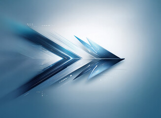 Poster - Abstract image of a sleek, double arrow pointing right, rendered in shades of blue and gray with a futuristic, technological aesthetic.  The arrow suggests speed, progress, and innovation.