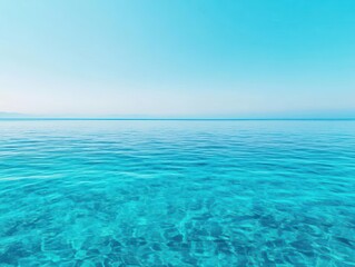 Poster - Vibrant and Tranquil Blue Ocean with Pristine Clear Water Under Bright Sunny Sky Inviting Relaxation and Adventure in a Coastal Paradise Setting