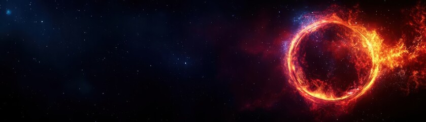 Aufkleber - Majestic Cosmic Display of a Fiery Surrounded by Colorful Nebula Clouds in Deep Space Evoking Awe and Wonder at the Beauty of the Universe