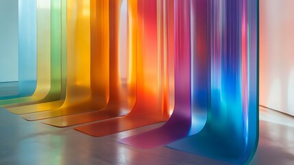 Wall Mural - colorful curved glass panels abstract art installation