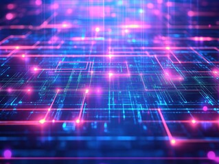 Fototapete - Vibrant Abstract Background Featuring Dynamic Blue and Pink Colors Intertwined with a Structured Grid Pattern Evoking Creativity and Modernity
