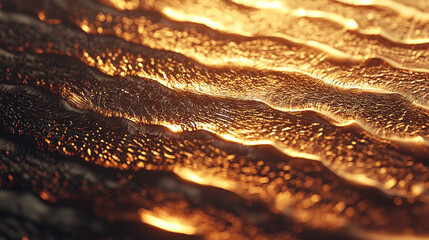 Wall Mural - Golden textured surface with soft rippling waves and warm light reflections