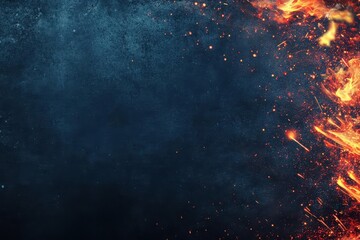 Poster - Vibrant Flames Dancing Against a Deep Black Backdrop Creating a Striking Contrast that Evokes Intense Heat and Raw Energy in a Dramatic Scene