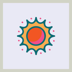 Poster - Stylized Sun Icon with Retro Design Elements on a Light Background for Graphic Projects