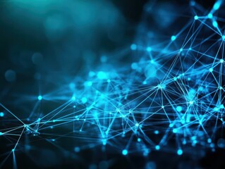 Poster - Abstract Blue Network Background with Geometric Patterns and Digital Connections Creating a Modern and Futuristic Technology Inspired Visual Experience