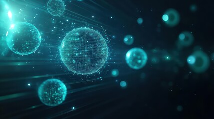 Aufkleber - Illuminated Sphere Surrounded by Ethereal Glowing Lights Against a Dark Mysterious Background Creating a Captivating and Enigmatic Visual Experience