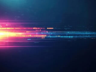 Leinwandbilder - Vibrant Abstract Technology Background Featuring Interconnected Lines and Dots Creating a Dynamic Visual Representation of Digital Innovation and Connectivity
