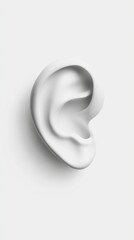 Poster - Plaster model of human ear represents the concept of listening, hearing, and sound perception, emphasizing the importance of auditory health and communication