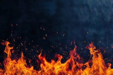 Poster - Intense Flames Emerge from Charred Wood in an Enveloping Darkness Evoking a Sense of Mystery and Danger in a Fiery Nighttime Environment