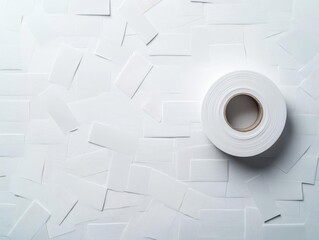 Fototapete - A Simple Yet Intriguing Roll of White Paper with a Central Hole Displaying Minimalism and Creativity in a Bright and Clean Artistic Setting