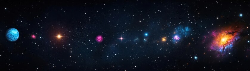Aufkleber - Majestic Cosmic View Featuring Vibrant Galaxies and Twinkling Stars Set Against a Deep Black Space Background Evoking Wonder and Infinite Possibilities