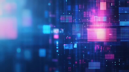 Poster - Vibrant Blue and Pink Abstract Background with Geometric Squares Creating a Modern and Artistic Atmosphere for Creative Design and Digital Art Projects