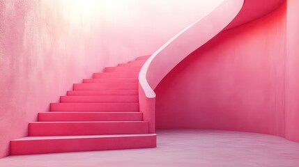 Poster - Pink spiral staircase in a modern building.