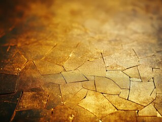 Poster - Intricate Cracked Gold Metallic Surface Highlighting Textures and Patterns Evoking a Sense of Age and Beauty in a Captivating and Unique Way