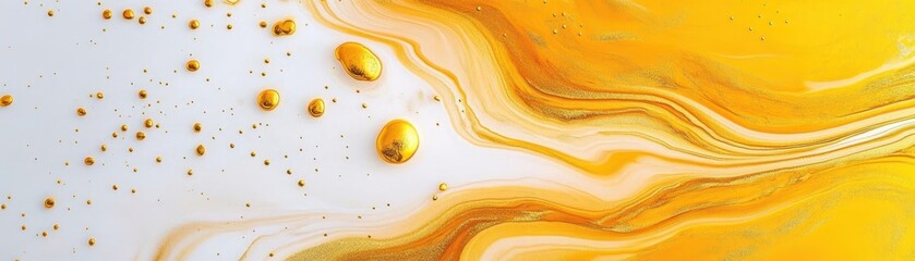 Fototapete - Close Up of Vivid Yellow and White Liquid in a Transparent Container Capturing the Intricacies of Fluid Dynamics and Color Contrast in Photography