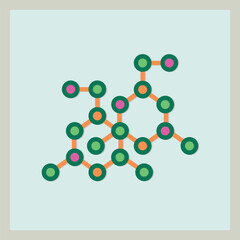 Poster - Stylized representation of a complex molecular structure with interconnected circles and lines