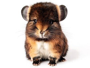 Poster - Adorable chinchilla portrait, studio shot, white background