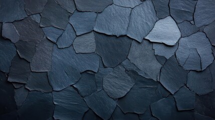Fototapete - Elegant Black Slate Wall with Deep Dark Background Highlighting Textural Details and Creating a Sophisticated Ambiance in Contemporary Interior Design