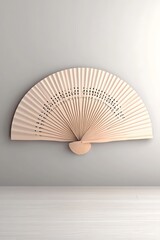 Poster - Beige paper fan, wall decor, minimal room