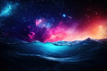 Aufkleber - Vibrant Cosmic Galaxy Filled with Dazzling Stars and Luminous Water Creating a Dreamlike Ethereal Scene of Celestial Beauty and Tranquility