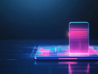 Leinwandbilder - A Glowing Smartphone Displaying Vibrant Colors in a Dark Environment Showcasing Modern Technology and Its Impact on Daily Life and Connectivity