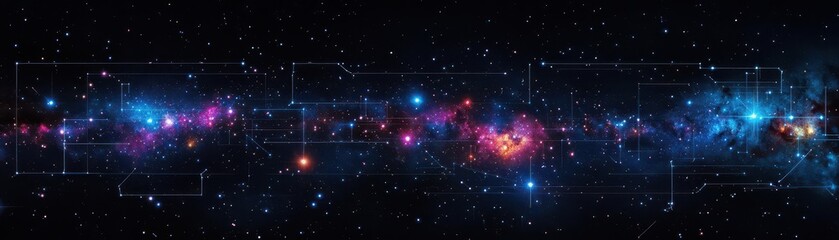 Aufkleber - Vast Expanse of Celestial Wonders Showcasing Twinkling Stars and Vibrant Nebulas against the Infinite Darkness of Outer Space Capturing Cosmic Beauty