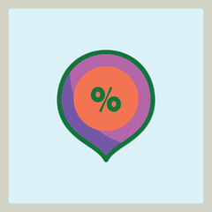 Poster - Minimalist Icon of a Percentage Sign Inside a Circular Location Pin for Web
