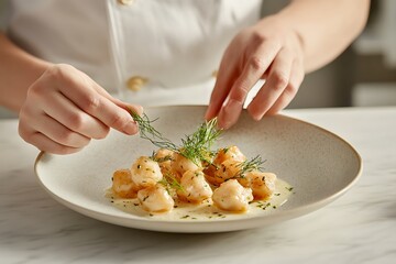 Wall Mural - Chef's Gnocchi Delight: Exquisite Creamy Dish