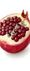 Canvas Print - Close-up of a freshly cut pomegranate showcasing juicy seeds and texture